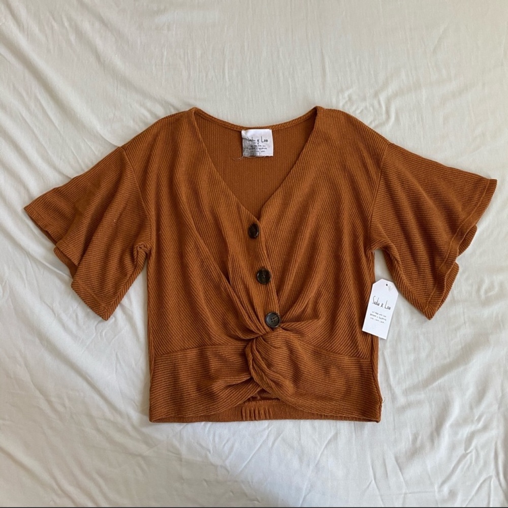 Sadie & Love Orange Button Sweater